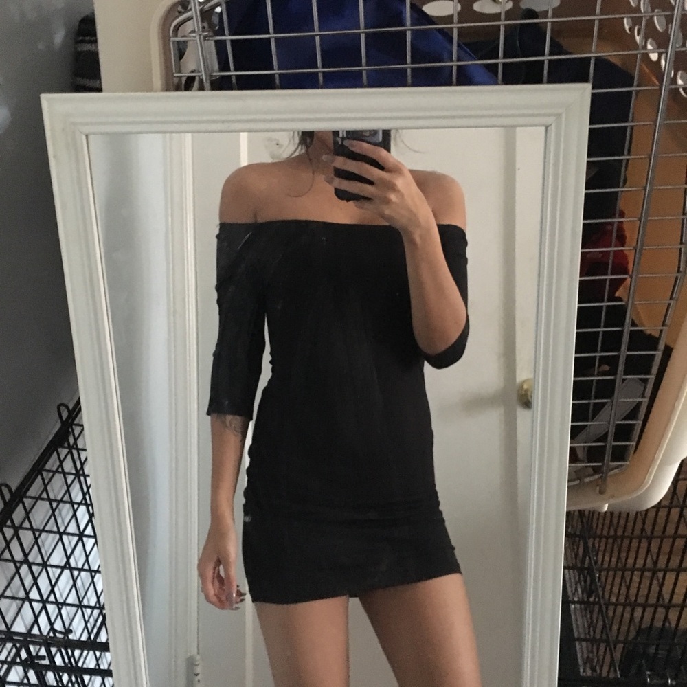 F21 off the shoulder mini dress black